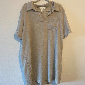 Expresso Short Sleeve Gingham  Plaid Shirt Dress